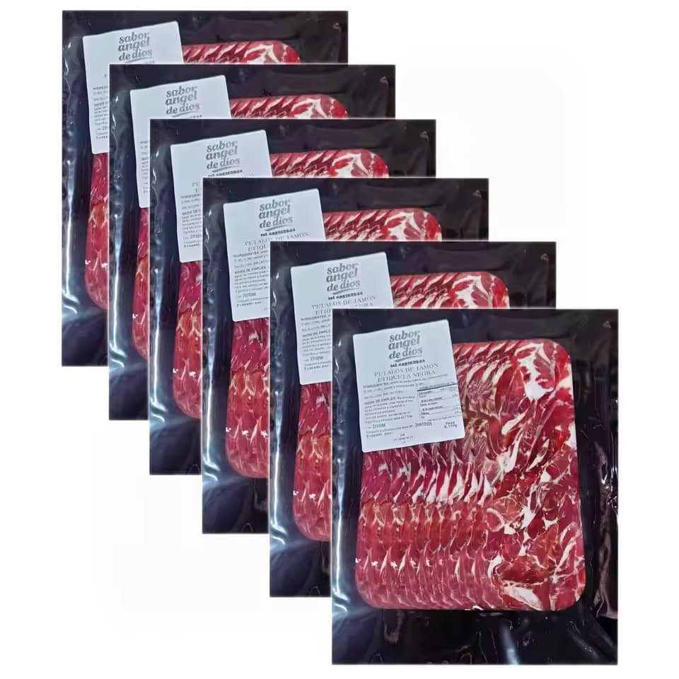 Petalos de jamon iberico sabor angel de dios - 6 sobres, 150gr cada uno - total 900gr - etiqueta negra