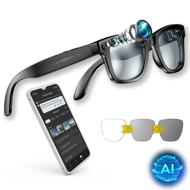 AI Gafas Inteligentes Cristal Fotocromático 32MP Llamadas, Música, Captura Imágenes y Vídeo, Traducción en Tiempo Real