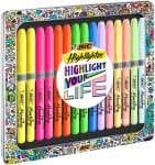 BIC Highlighter Collection Box - Subrayadores de Colores Surtidos en Tonos Intensos Y Pastel, Caja Metálica de Regalo con 15 Unidades