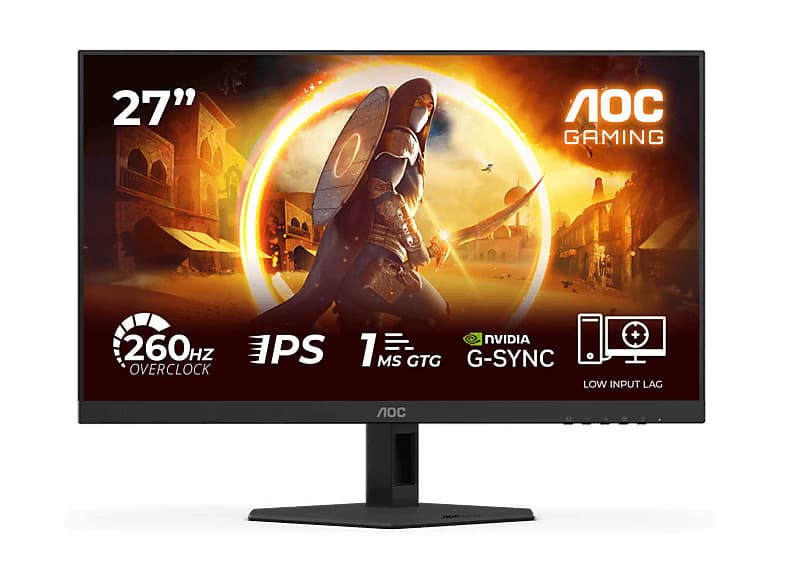Monitor gaming - AOC 27G4ZR, 27" Full-HD, 260 Hz, 1 ms GtG, 0.3 ms MPRT, Fast IPS, Adaptive Sync, Compatible HDCP, Negro