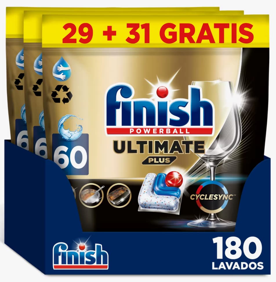 Finish Powerball ULTIMATE PLUS ALL IN 1 180 cápsulas [0,16€ unidad]