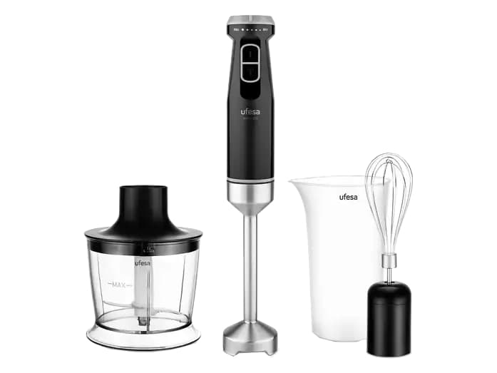 Batidora de mano - Ufesa Mars 1200 Max, 1200 W, Totalmente variable, Función Turbo, Plata y Negro