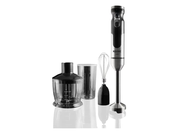 Batidora de mano - KOENIC KHB 83422 SET, 800 W, 2 Niveles de Velocidad, 16400 rpm, Negro/Acero inoxidable
