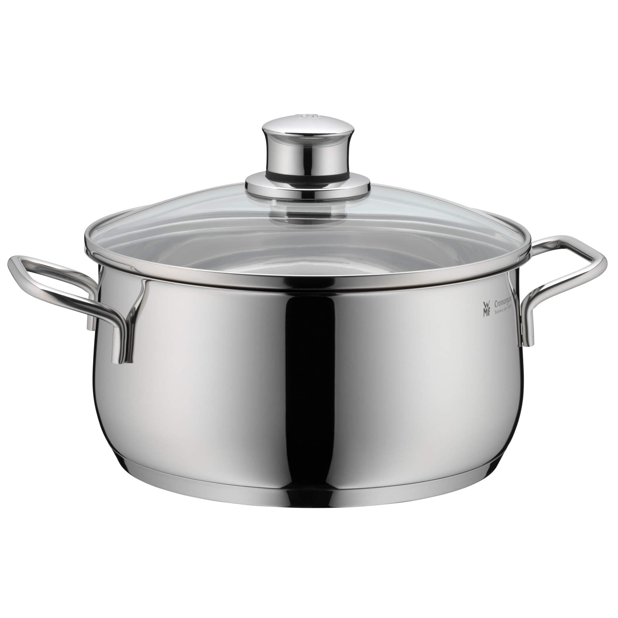 WMF Diadem Plus - Olla 3L Ø 20cm con Tapa de Cristal, Acero Inoxidable Cromargan Ain Revestimiento Antiadherente, Apta para Lavavajillas