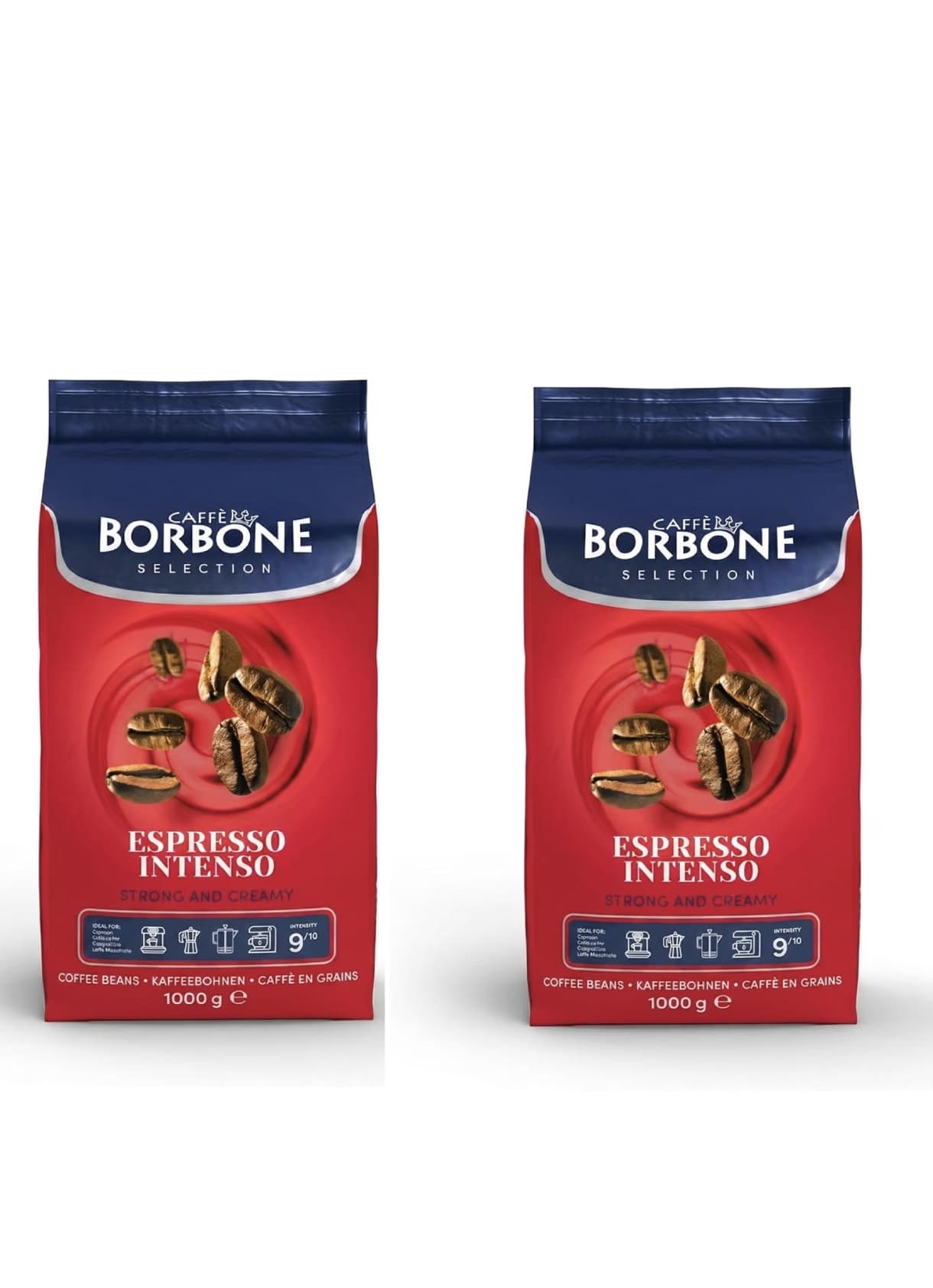 2 X Caffè Borbone en Grano, Espresso Intenso Napolitano, Intensidad 9/10, Formato 1kg [El kilo sale a 13,75€]