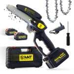 MAKTUL Mini Motosierra Bateria 6‘’/15cm, 8000 mAh (2 Baterías 4000mAh 20V), Sierra Eléctrica Cortar Podar Árboles Jardín, Motosierra de Mano