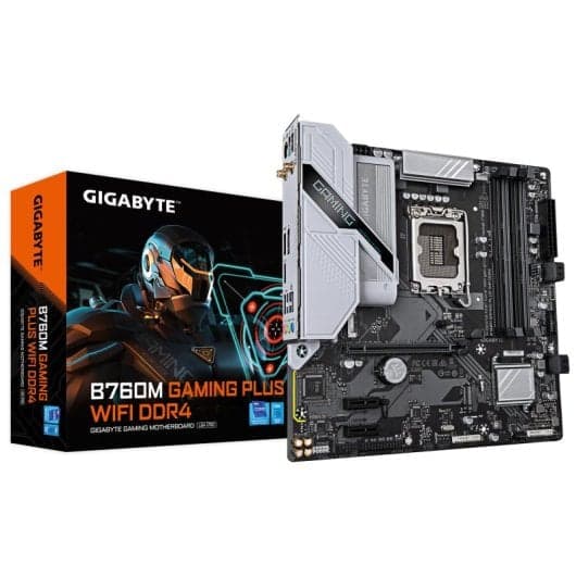 Placa Base Gigabyte B760M GAMING PLUS WIFI DDR4 (LGA 1700, Micro-ATX, WiFi 6, 2x M.2)
