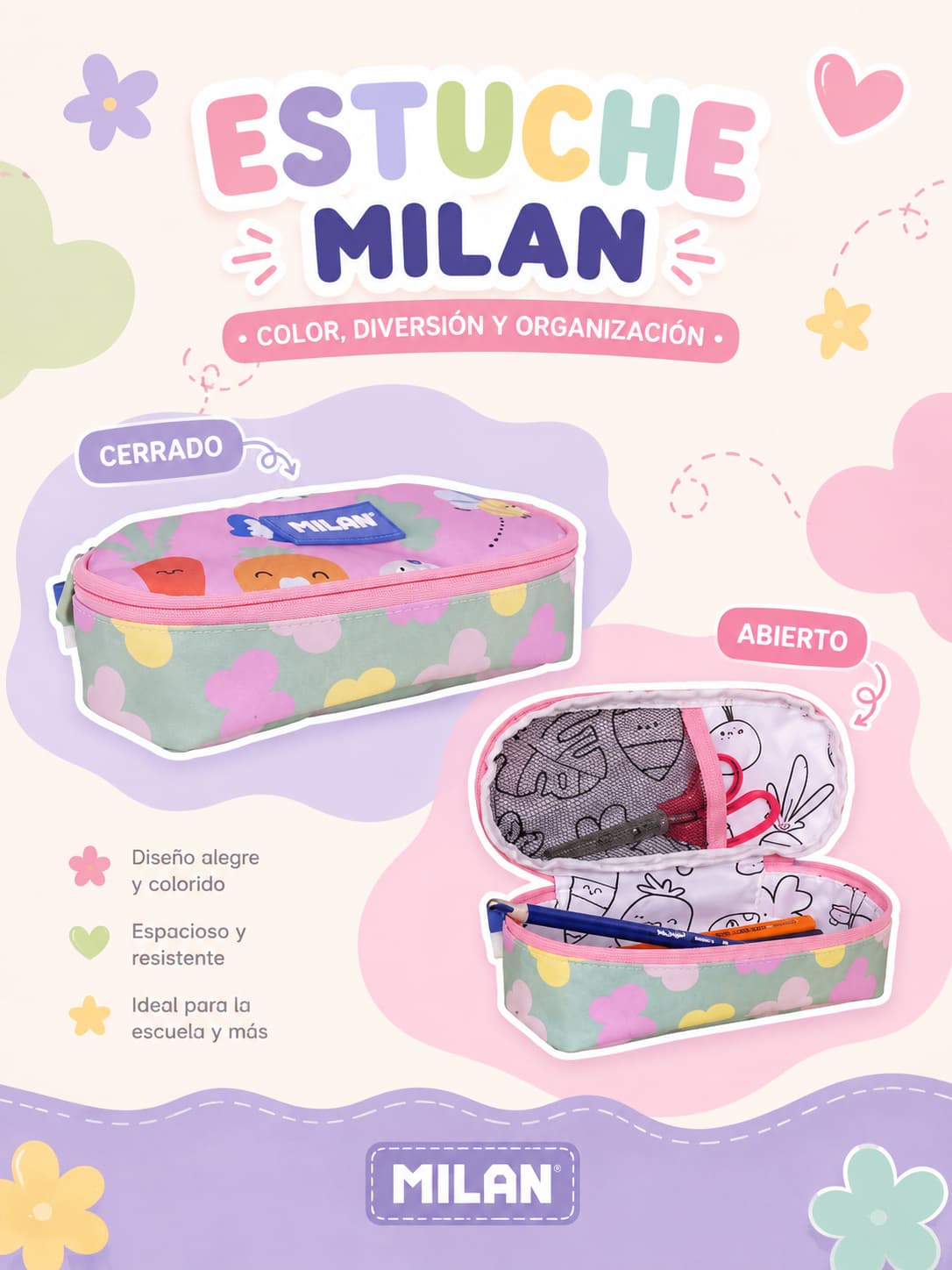 Estuche portatodo Milan ovalado serie especial Green & Grow, Dimensiones (Ancho x Profundidad x Altura) 20,5 x 9 x 5,5 cm