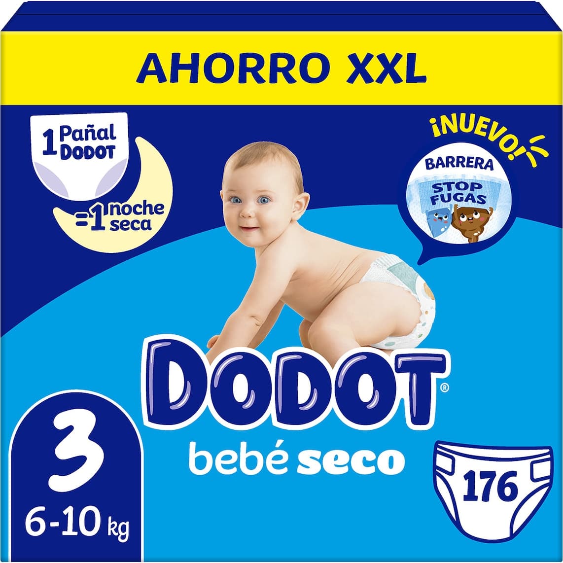 Bebé-Seco pañales de 6 a 10 kg talla 3 (176 pañales a 0,05 la unidad)
