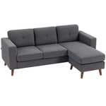 Sofá Chaise Longue Reversible de 3 Plazas Tapizado en Pana 192x137x84cm - Desde España