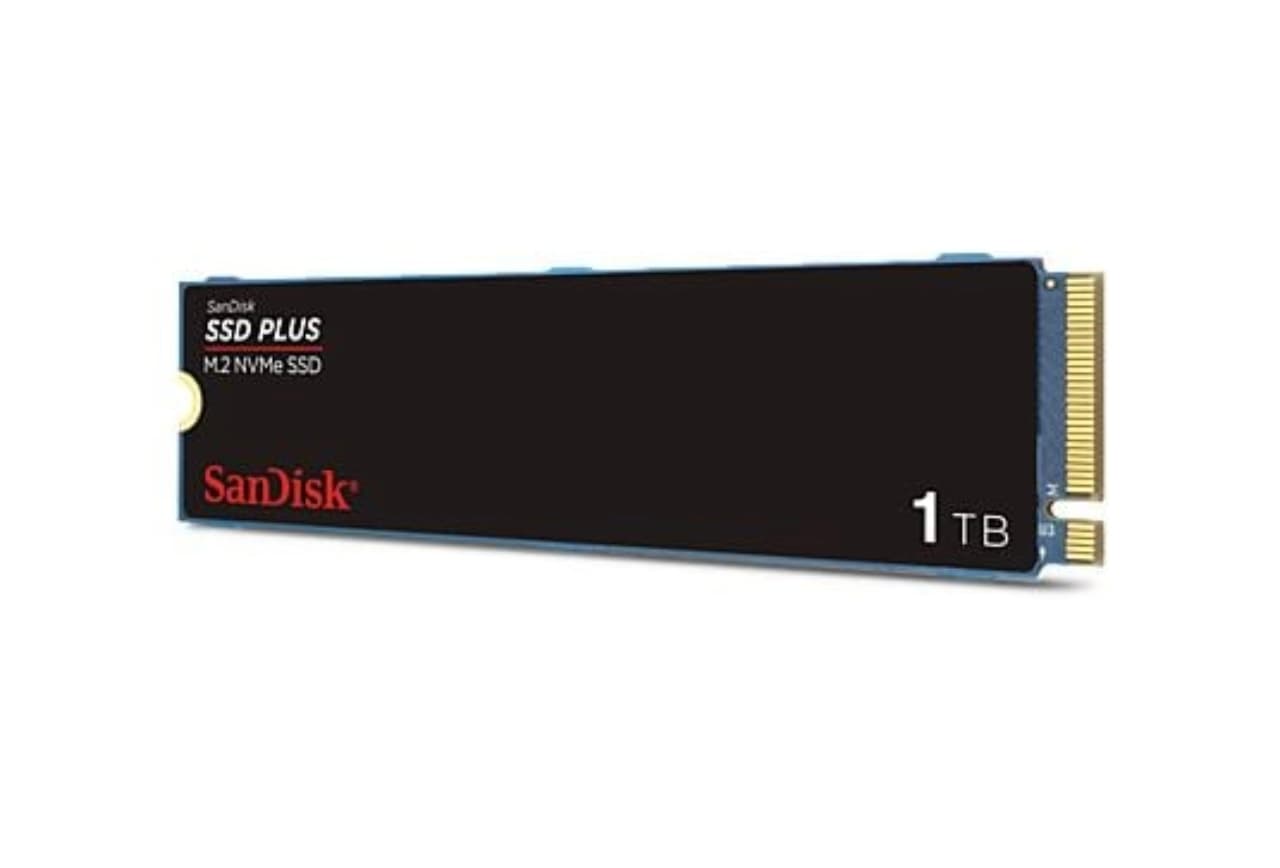 Disco duro SSD interno 1 TB - Sandisk SSD Plus M.2 NVMe, PCIe Gen M.2 2280, Hasta 3200 MB/s lectura