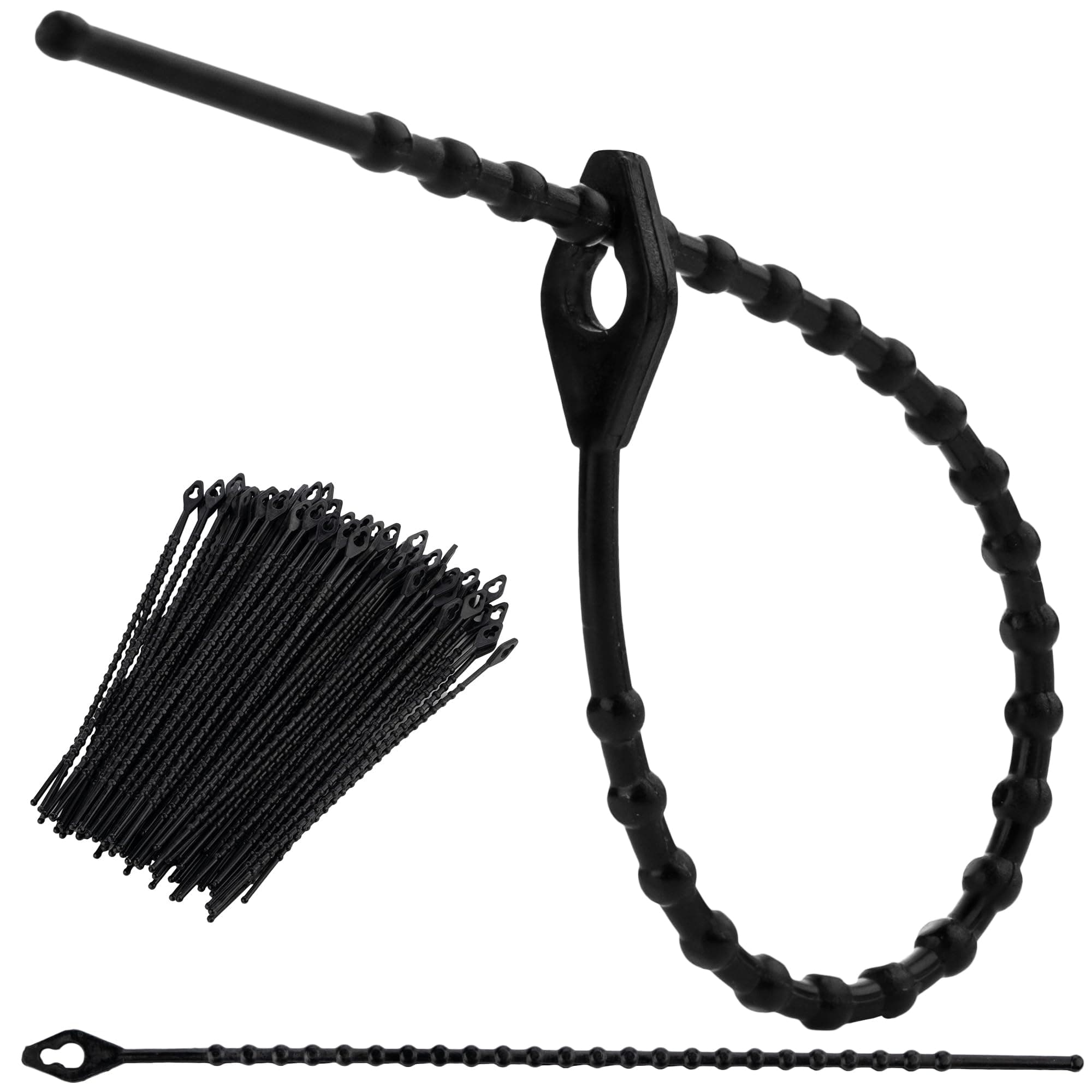 Bridas reutilizables tipo bola de 150 mm (paquete de 100) – con cuentas, ajustables, resistentes a la intemperie