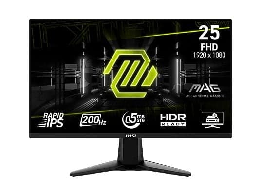 Monitor gaming - MSI MAG 255F E20, 24.5" Full-HD, 200 Hz, 0.5 ms GtG, Rapid IPS, HDR Ready, AMD FreeSync Premium, Negro