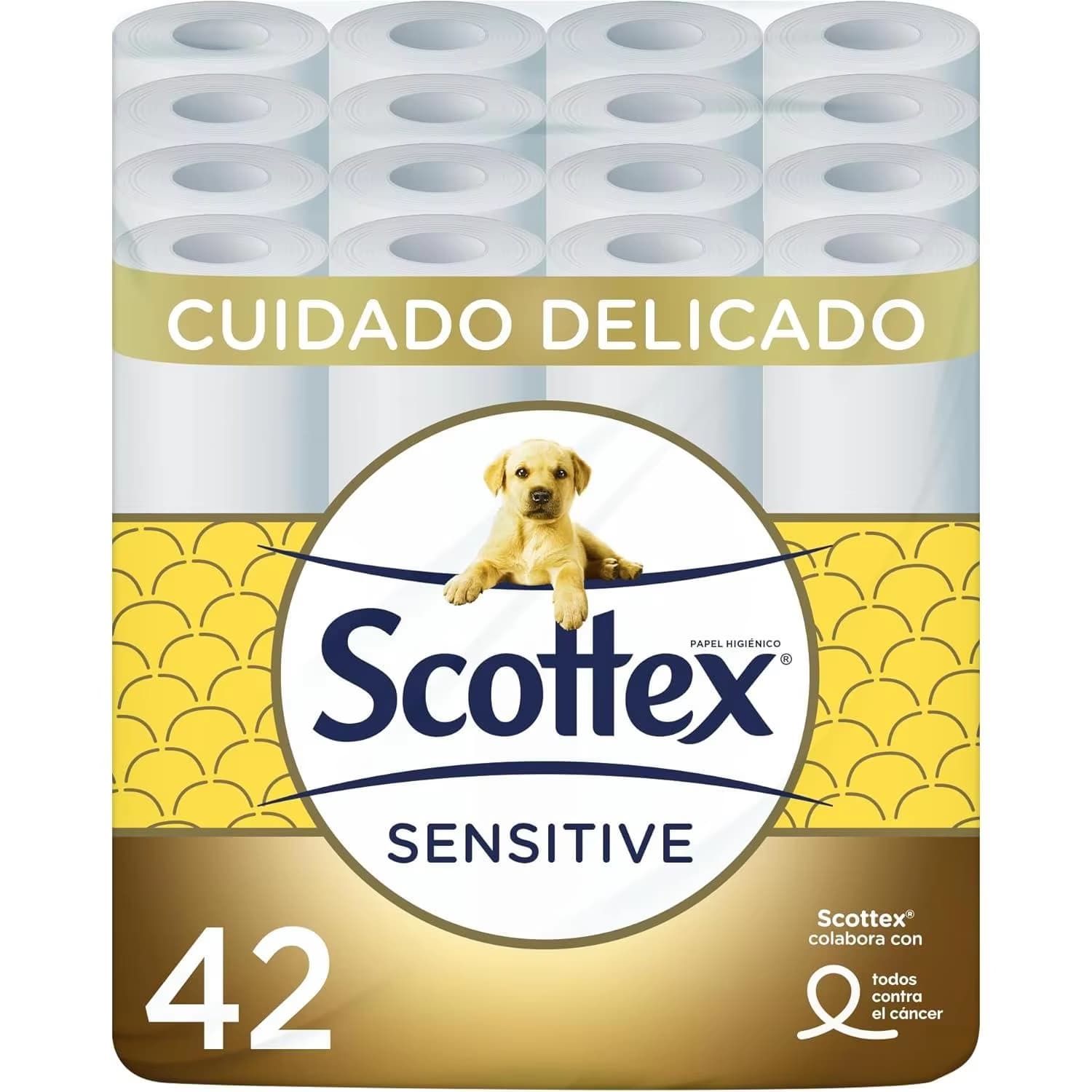 Scottex Papel Higiénico Sensitive 42 rollos con 3 capas toque de leche de almendra (Cupon -3€ aranceles 12,70€)