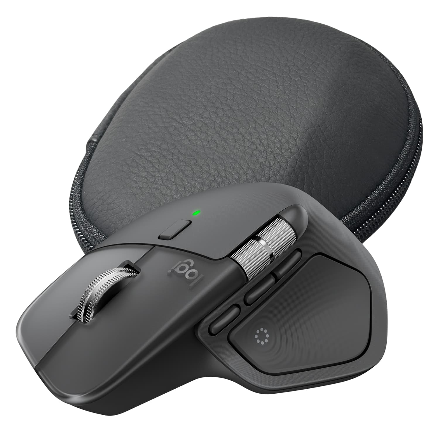 Ratón inalámbrico Logitech MX Master 4 + Funda, Bluetooth, 8000 ppp, PC/Mac, carga rápida, negro
