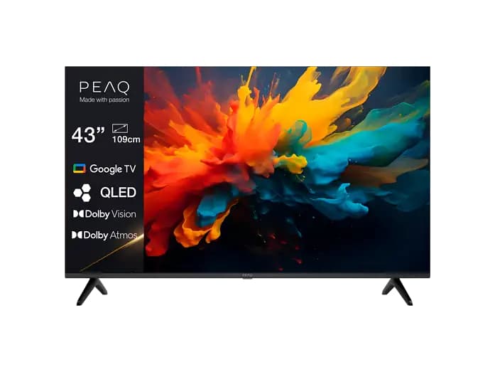 TV QLED 43" - PEAQ PTV 43GQU-5026T, UHD 4K, Google TV, Smart TV, DVB-T2 (H.265), Negro