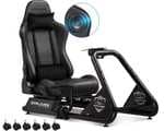 GTPLAYER Simulator Cockpit, Sim Racing Cockpit, soporte de volante de simulador de carreras con altavoces, volante y estante de pedal