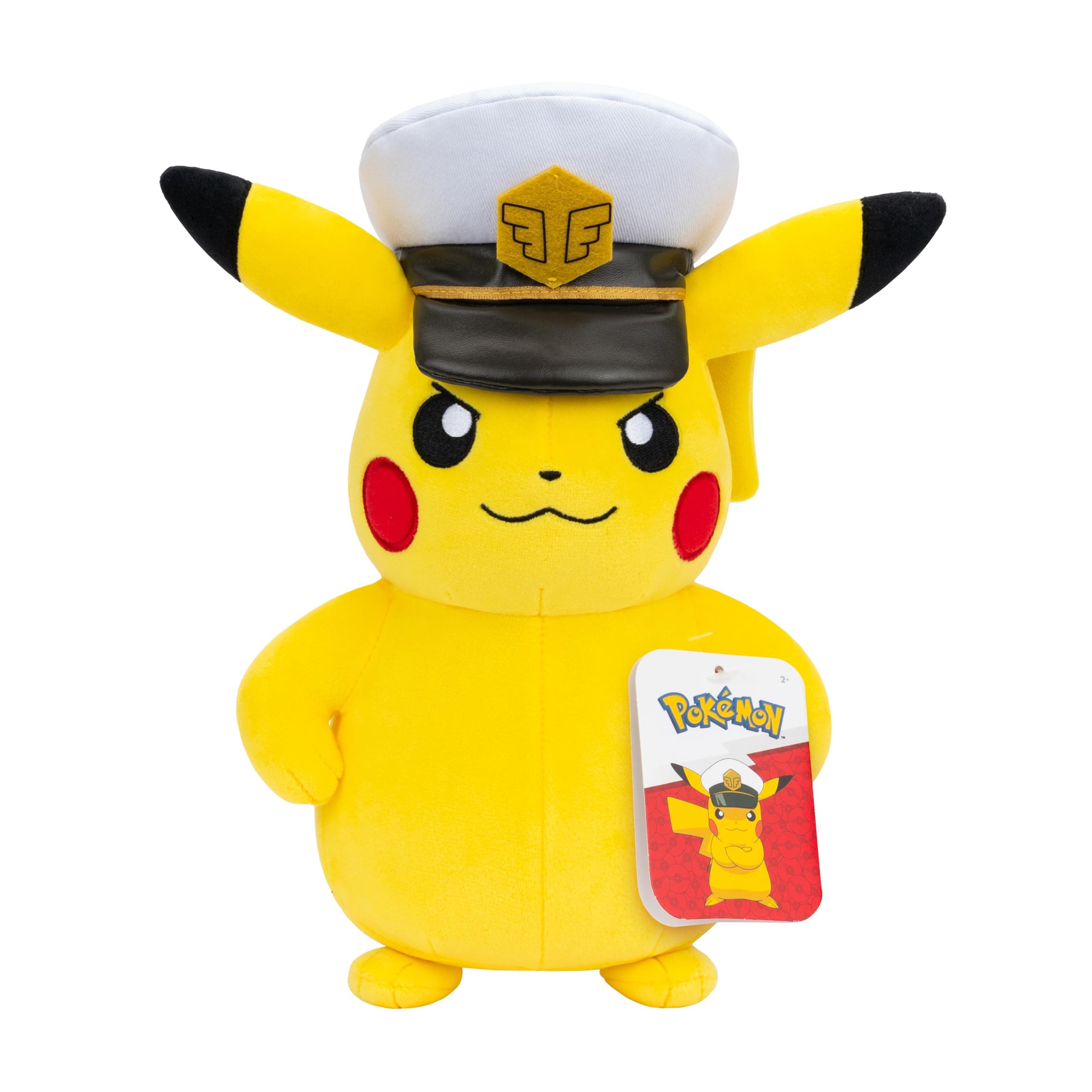 Pokémon Peluche Captain Pikachu Peluche Suave de 20 cm con Sombrero de capitán y Detalles auténticos