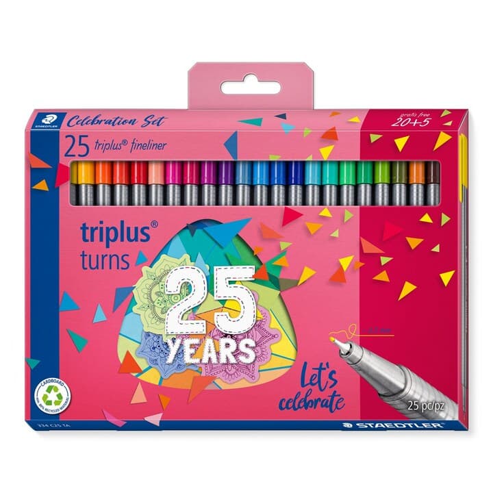 Pack 25 Rotuladores Punta Fina Triplus 25 Aniversario STAEDTLER Multicolor