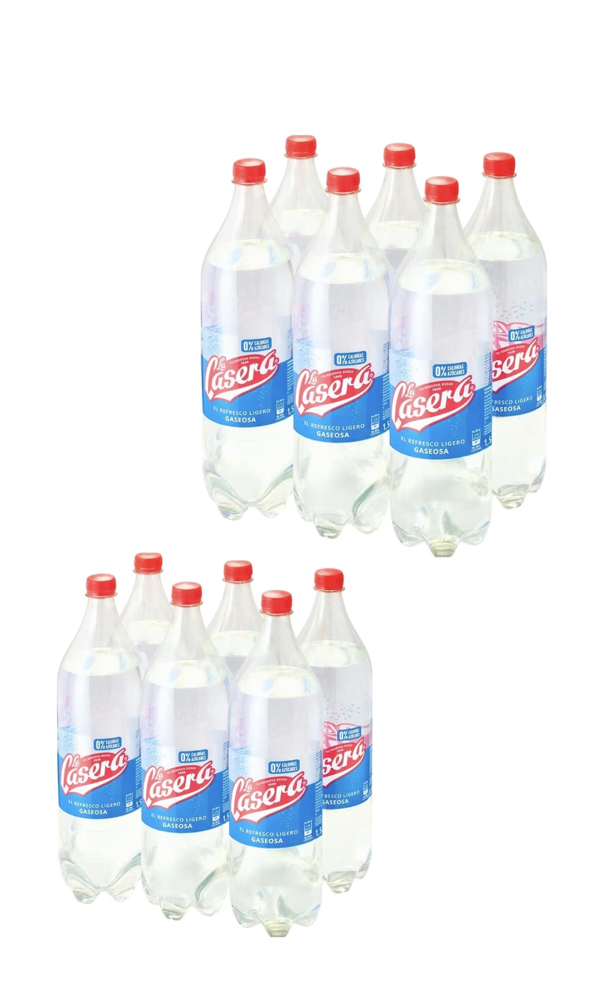 12 Botellas 1,5 Litros, La Casera Gaseosa, El Refresco Ligero, con Cero Azúcares y Cero Calorías