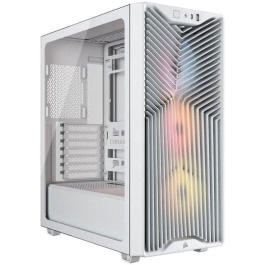 Corsair 3200D RS ARGB - Caja ATX, Incluye 3 ventiladores ARGB 120mm, Cristal Templado, 3 Filtros AntiPolvo, USB 3.2, USB-C, Blanca