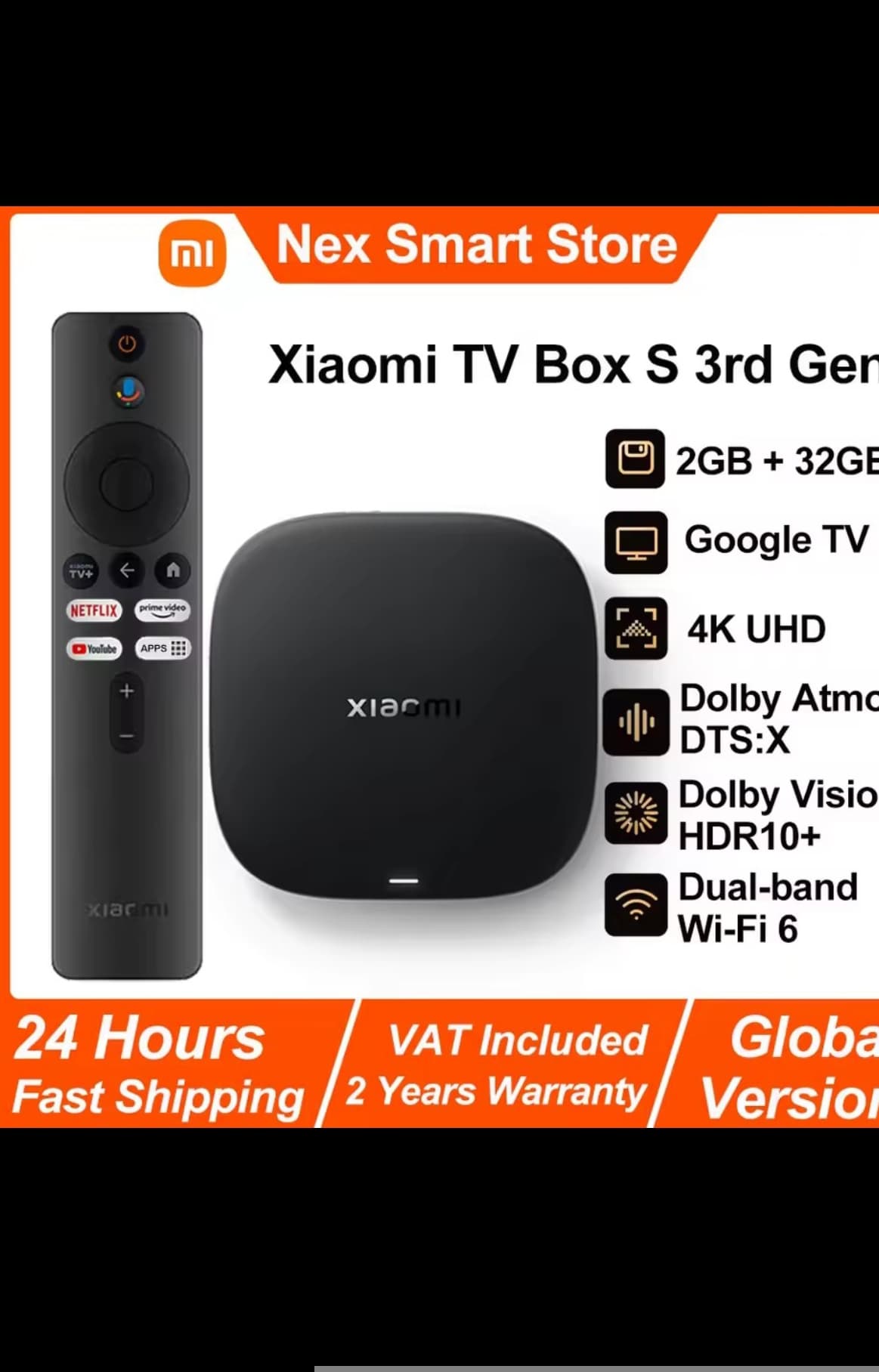 Xiaomi TV Box S 3rd Gen, Smart Android TV Box 4K UHD