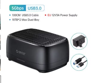 Estación de disco duro ORICO de doble bahía USB3.0 5Gbps