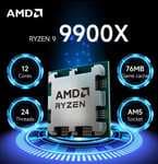 AMD Ryzen 9 9900X Nuevo 12 núcleos 24 hilos R9 9900x 9000 Series DDR5 5,6 GHz L3 = 64M Juego Cache Socket AM5TDP 120W pero sin ventilador
