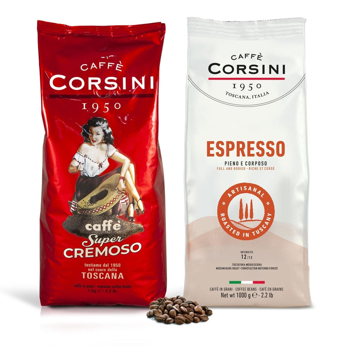 Set 2kg Café en Grano Italiano Corsini 1950 [1kg Expresso + 1kg Cremoso]