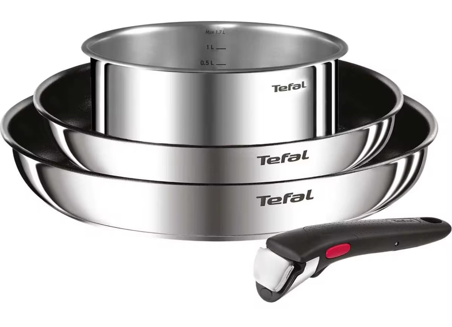 Conjunto de 4 piezas Ingenio Cook Eat Tefal - Sartenes Antiadherentes con Mango Extraíble, Aptas para Horno y Inducción
