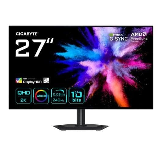 Monitor Gigabyte GO27Q24G 27" QHD 240Hz OLED FreeSync Premium G-Sync HDR400 Regulable en Altura ( WOLED GLOSSY)