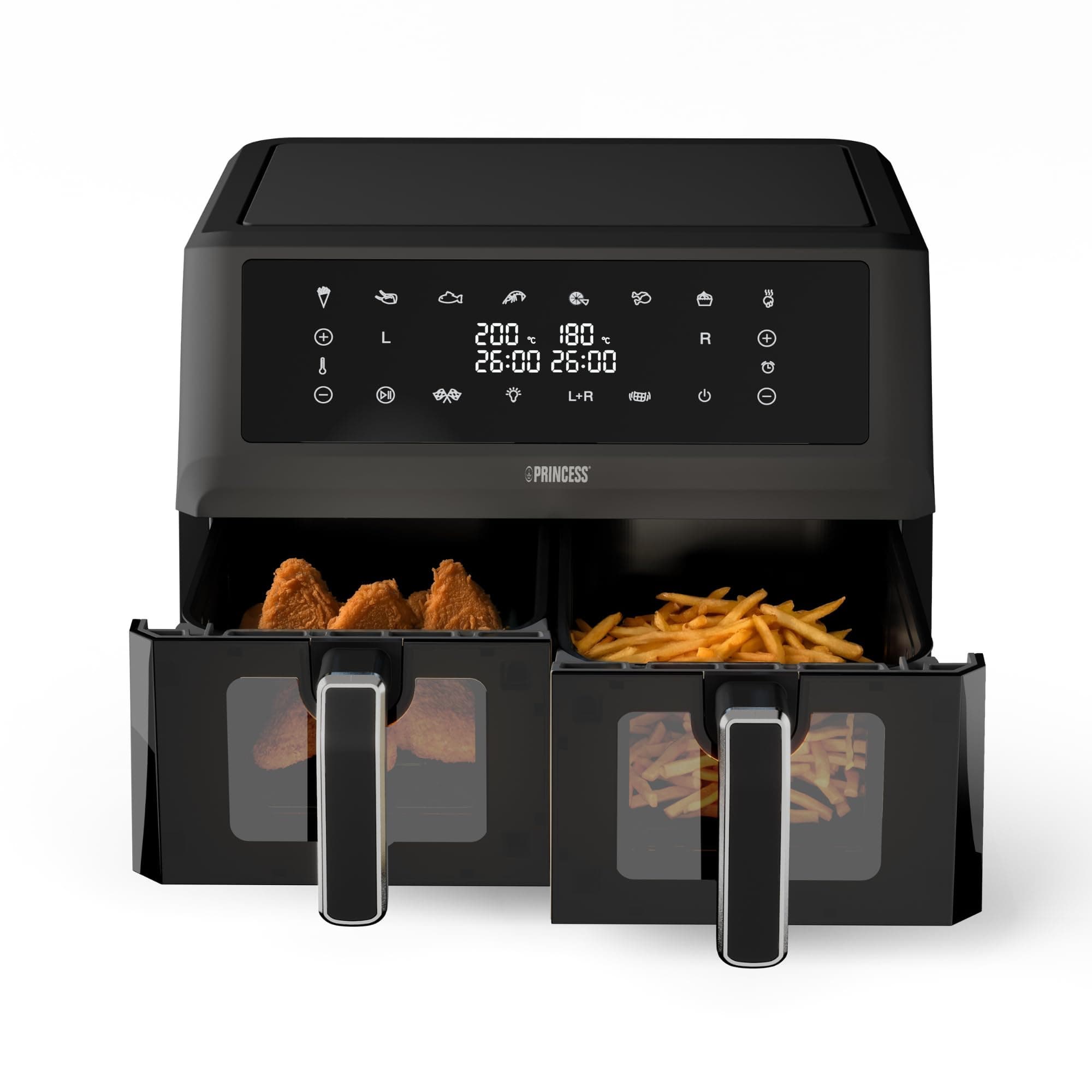 Princess XXL Freidora sin aceite de doble cesta - 11 L - Libre de BPA y de PFAS - 2400 W (Reaco como nuevo)