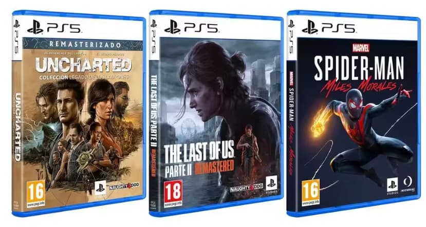 Pack PS5: Uncharted: Colección Legado de los Ladrones + The Last of Us Part II Remastered + Spider-Man: Miles Morales