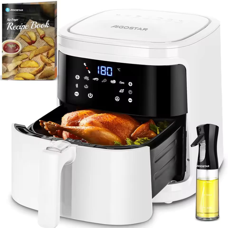 AIGOSTAR Freidora de Aire 7L, 1900W. Pantalla LED táctil, 7 Funciones Preestablecidas + Mantener Caliente