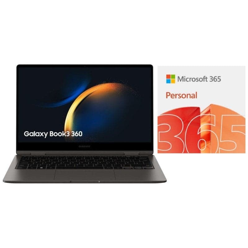 Samsung Galaxy Book3 360 - 13.3" Táctil OLED FHD (1920x1080), Intel Evo Core i5-1340P, 16GB RAM, 512GB SSD, W11H, Grafito + Microsoft 365