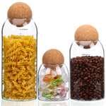 BELLE VOUS Set de Tarros de Cristal con Tapa - 3x Botes de Cocina y Despensa con Corchos - Frascos Hermeticos Almacenaje de Alimentos -