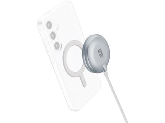 Cargador móvil inalámbrico MAGSAFE- CellularLine MAG Qi2, Pad magnético de carga rápida, Compatible con MagSafe, 15 W, Universal, Blanco