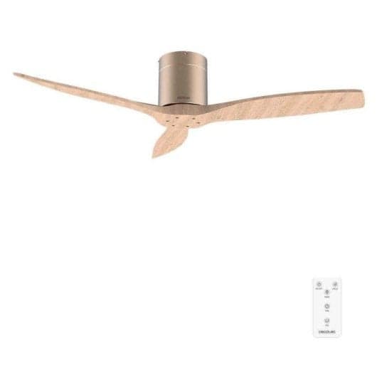 Ventilador de Techo Cecotec EnergySilence Aero 5400 Classic Gold&LightWood 40 W y 52” con mando a distancia 6 velocidades, 3 aspas