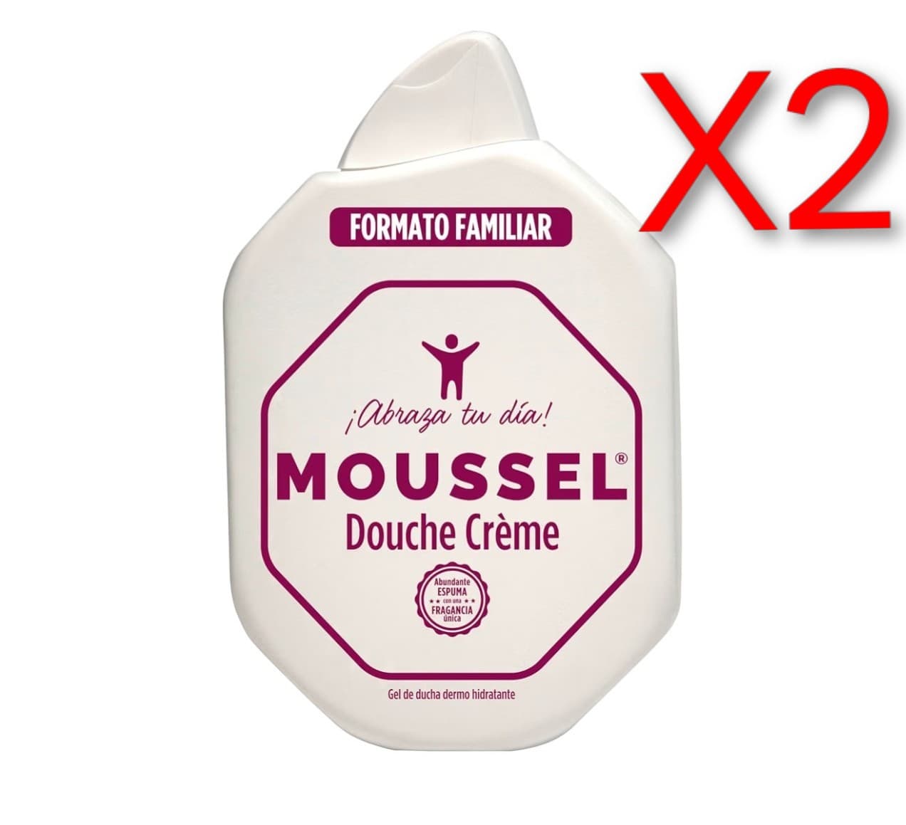 X2. Moussel Douche Crème, 900 ml Enriquecido con glicerina para ayudar a mantener la piel suave e hidratada en un práctico tamaño familiar.