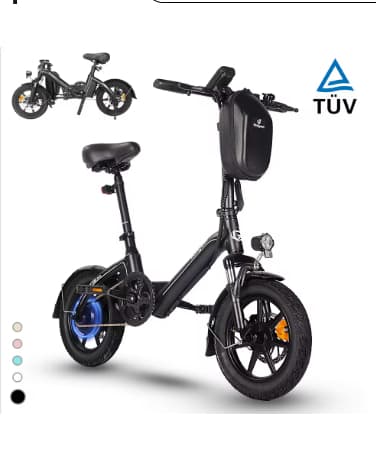 Bicicleta Eléctrica Plegable Bodywel T16Pro, 250W, 36V, 10.4Ah, 14 Pulgadas, Amortiguador, Frenos de Disco Dobles, Pantalla LCD..