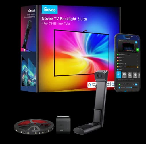 Kit Tipo "Ambilight" Govee H6099 para TV de 5m (Cámara de Sincronización Inteligente, RGBIC, Wi-Fi/Bluetooth) - 75 a 85 pulgadas