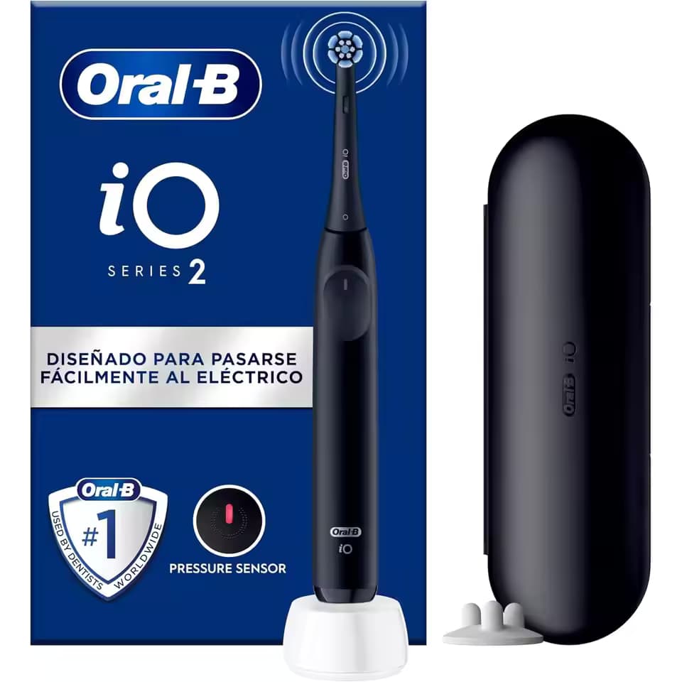 Oral-B iO 2 Cepillo de Dientes Eléctrico en varios colores; Verde y Negro. incluye 1 Cabezal, 1 Estuche De Viaje y1 Portarrecambios