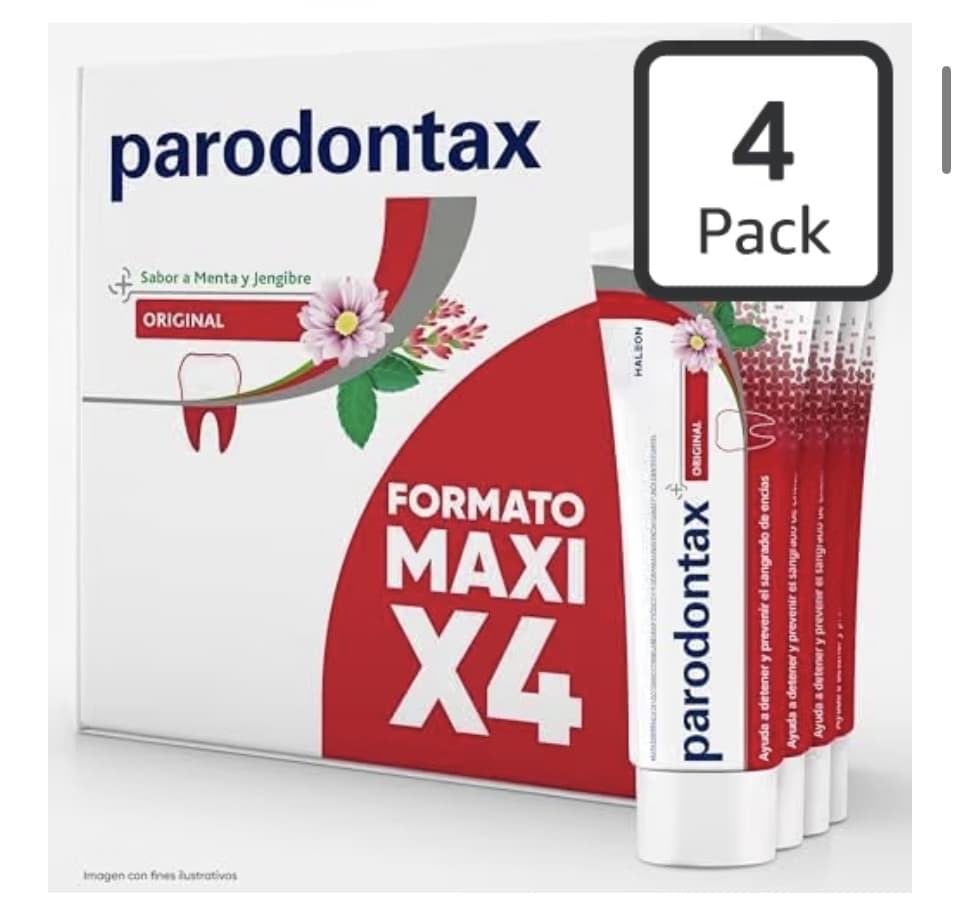 Parodontax Original Pasta De Dientes Encías, Menta Jengibre, 4x75 ml Pasta dientes encías sensibles, flúor, menta y jengibre, pack 4x75 ml