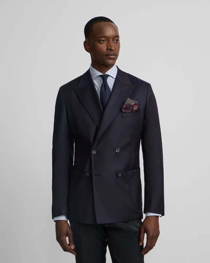 Silbon - Americana de hombre stretch cruzada - Azul marino. Talla 52 disponible y 48 en otro modelo