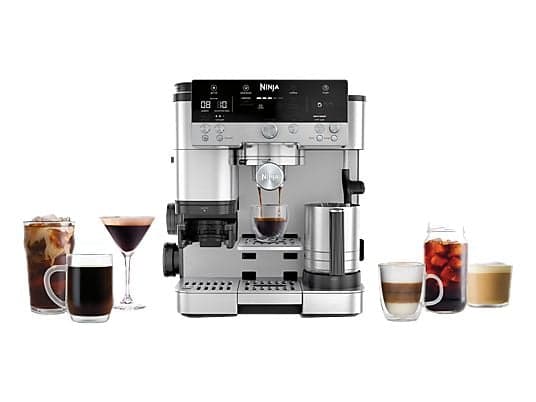 Cafetera express - Ninja Luxe Café Premier ES601EU, 9 bar, 1650W, 2 Tazas, Capacidad del depósito 2L, Capacidad de café en grano 250g,Plata