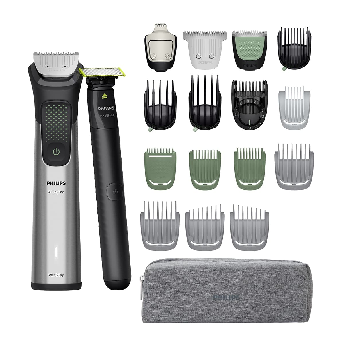 Recortador Todo-en-uno Philips Series 9000, MG95579/15, 20-en-1 Gris