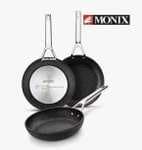 Monix Mineral - Set 3 Sartenes, Lote 18, 22 y 26 cm, Aluminio Forjado, Cocina Gas, Vitrocerámica Inducción, REFORZADO CON TITANIO