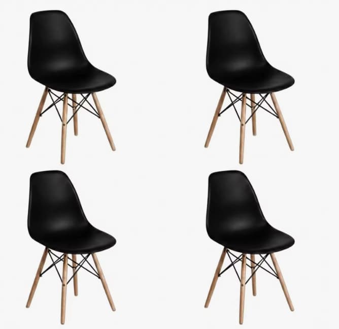 DASCK Pack 4 Sillas Nórdicas | Madera Haya | Polipropileno Ergonómico | 120 kg [ Varios Colores ]