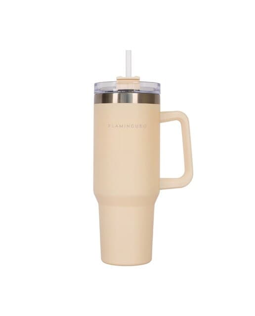 Termo de acero inoxidable Flamingueo color beige