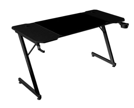 Mars Gaming MGD-X,Ergonómica,Superficie Fibra Carbono,Estruct Metálica,Alfombrilla XXL,Soporte Auriculares y Bebida,Gestión Cableado,120x60
